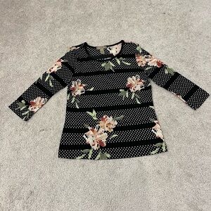 I.E. Floral 3/4 Sleeve Blouse
